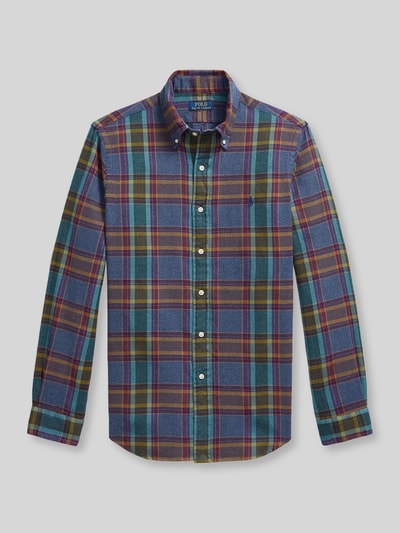 Produktfoto, Custom Fit Freizeithemd aus reiner Baumwolle von Polo Ralph Lauren, kariertes Muster in Blau, Grün und Gelb, glatte Textur