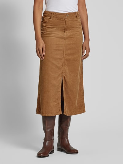 Christian Berg Woman Corduroy rok met steekzakken opzij Camel - 4