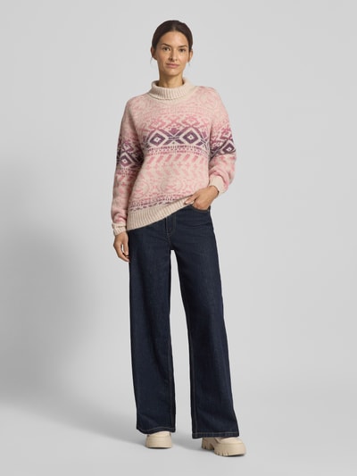 Dale of Norway Regular fit coltrui met alpaca-gehalte model 'Highland' Lichtroze gemêleerd - 1
