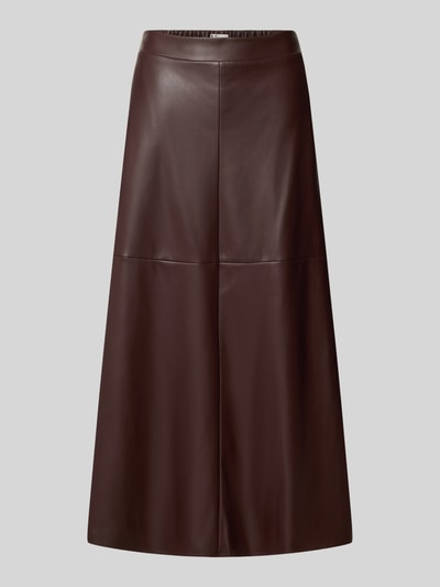 Productfoto, Midirok in Leerlook van Vera Mont, dames midirok in A-lijn met onderrok, deels elastische band, bandwijdte maat 36: 37 cm, totale lengte: 89 cm