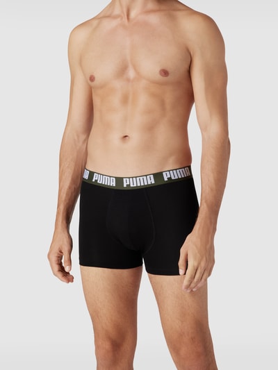 Puma Trunks mit Label-Details im 2er-Pack Oliv 1