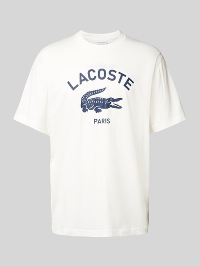 Lacoste T-Shirt mit Label-Print Modell 'HERITAGE' Offwhite 2