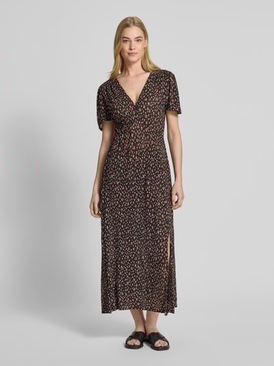 Mango Midikleid mit V-Ausschnitt Modell 'POMI' Black 4