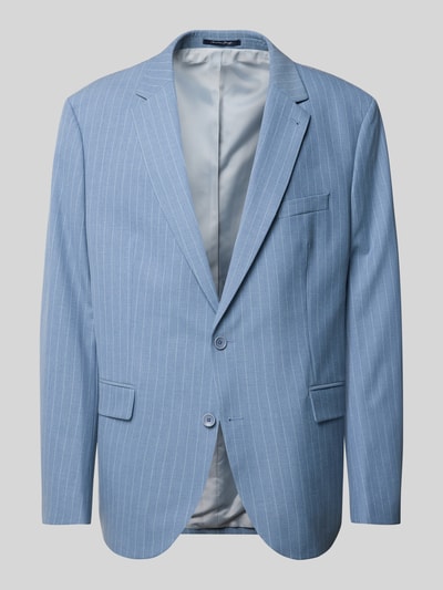 Produktfoto, hellblauer Regular Fit Blazer mit feinen weißen Nadelstreifen, Brusttasche, 2-Knopfleiste, von Christian Berg Men, glatte Textur