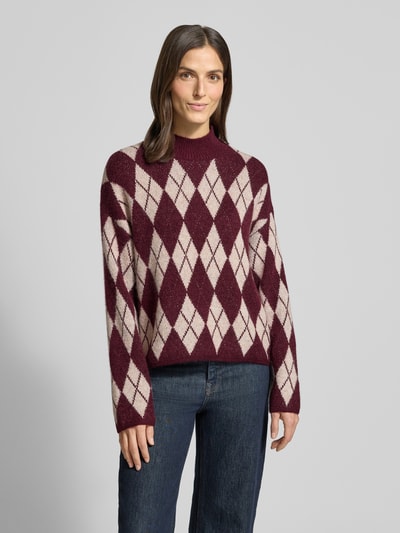 B.Young Oversized gebreide pullover met ribboorden, model 'Nafta' Bordeaux - 4