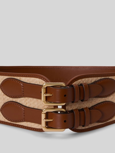 Lauren Ralph Lauren Taillengürtel aus Strohgeflecht mit doppelter Dornschließe Cognac 2