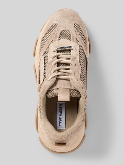 Steve Madden Sneakers van leermix met logoprint, model 'Possession' Taupe - 3