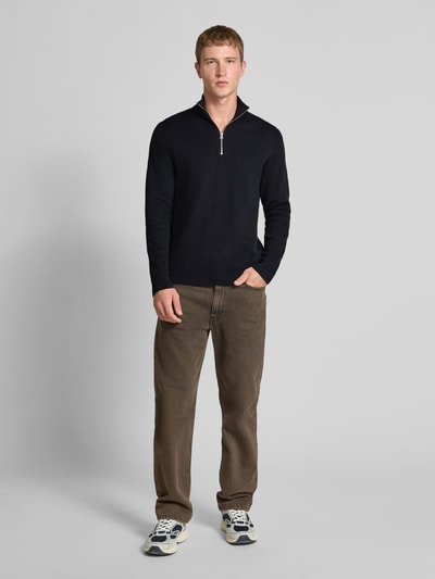 Only & Sons Regular Fit Strickpullover aus Baumwoll-Mix Modell 'PHIL' Dunkelblau 1