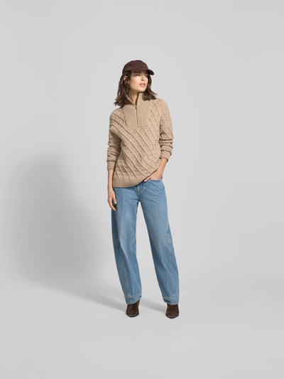 Closed Oversized Pullover mit Troyer-Kragen Beige 1