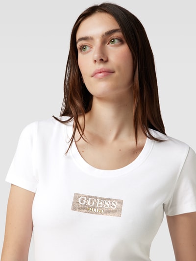 Guess T-Shirt mit Strasssteinbesatz Weiss 3