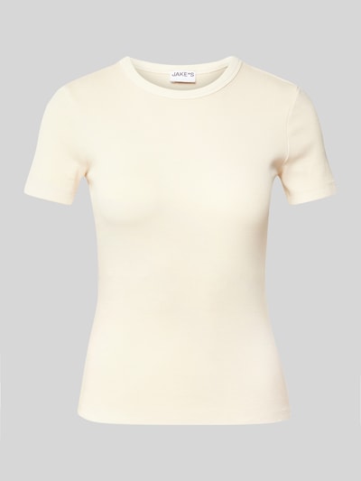 Jake*s Casual Slim fit T-shirt met fijnrib Lichtgeel - 2