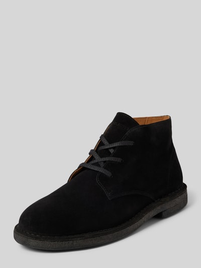 SELECTED HOMME Leren veterschoenen met siernaden, model 'RIGA' Zwart - 1