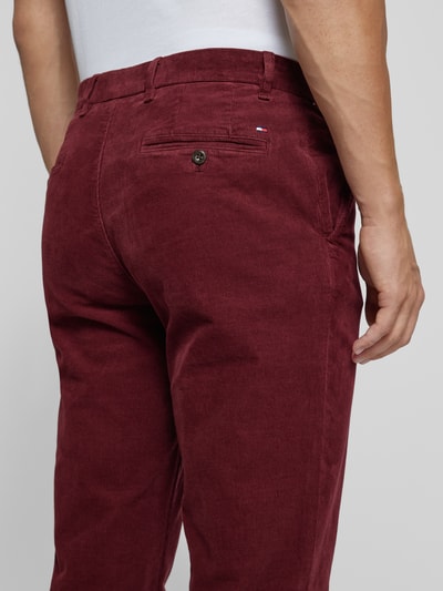 Tommy Hilfiger Regular fit corduroy broek met riemlussen, model 'DENTON' Bordeaux - 3