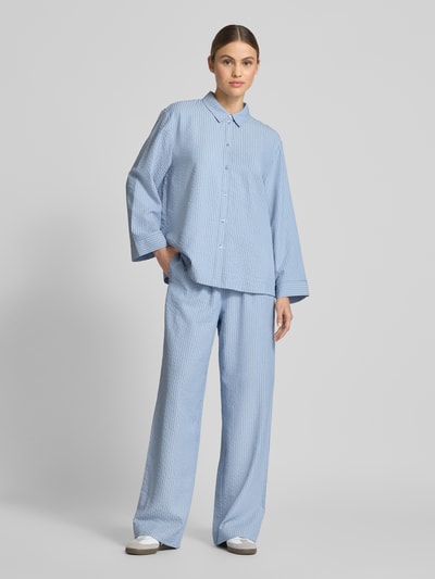 Jake*s Collection Straight Leg Stoffhose mit Strukturmuster Blau 1