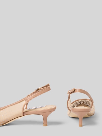 Produktfoto, Pumps in semitransparentem Design Modell 'Katty' von Steve Madden mit Strasssteinbesatz, glatter Sohle, Spitze, beiger Farbton, Absatzhöhe 5 cm, Schaftweite 5 cm, elegantes Damen Modell.
