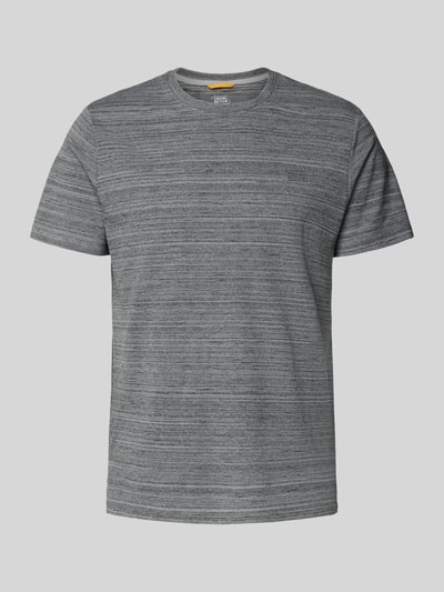 camel active Regular fit T-shirt met ronde hals, model 'Melange' Metallic blauw - 2