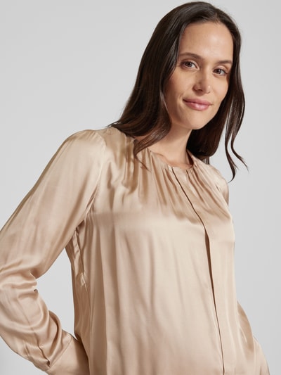 s.Oliver BLACK LABEL Regular fit satijnen blouse met plooien en blinde knoopsluiting Goud gemêleerd - 3