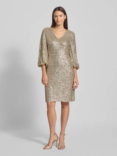 s.Oliver BLACK LABEL Tailliertes Cocktailkleid mit Paillettenbesatz Gold 4