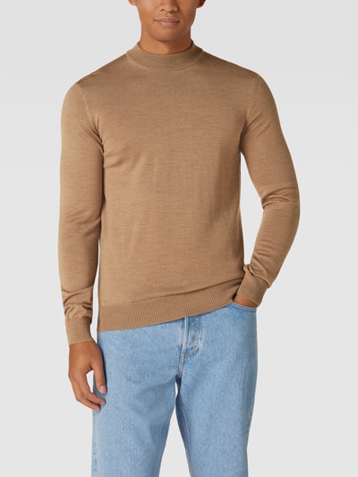 JOOP! Collection Sweter z dzianiny ze stójką model ‘Davide’ Camel 4