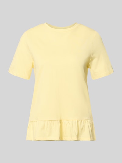 Produktfoto, Regular Fit T-Shirt aus reiner Baumwolle Modell 'DISSO' von Pieces, efekt: jednolity kolor, obszycie falbanami, okrągły dekolt, krótki rękaw, bawełna