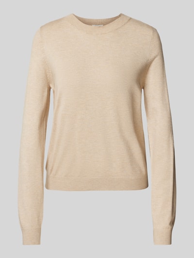 s.Oliver RED LABEL Cropped Strickpullover aus Viskose-Mix mit geripptem Rundhalsausschnitt Beige 2