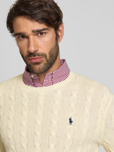 Polo Ralph Lauren Regular fit gebreide pullover van een mix van wol en kasjmier Ecru - 3