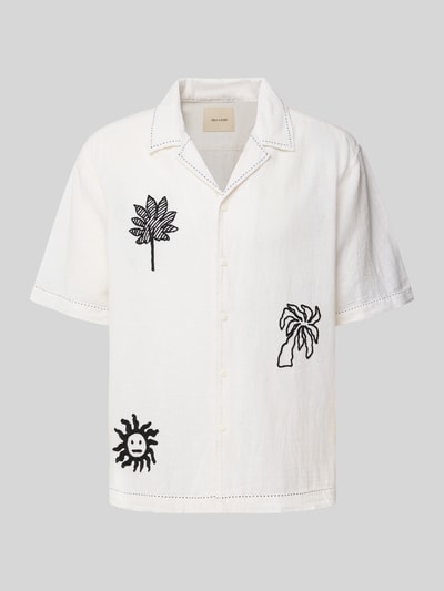 Only & Sons Regular Fit Leinenhemd mit Motiv-Stitching Modell 'CAIDENLY' Offwhite 2