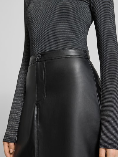 Tom Tailor Denim Licht uitlopende rok in leerlook met knoopsluiting Zwart - 3