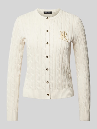 Lauren Ralph Lauren Strickcardigan mit Zopfmuster Modell 'RALHAN' Offwhite 2