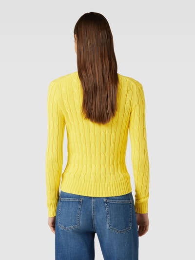 Polo Ralph Lauren Strickpullover mit Zopfmuster Modell 'JULIANNA' Gelb 5