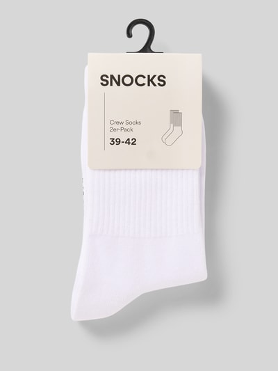 Snocks Sokken met labelstitching in een set van 2 paar Wit - 3