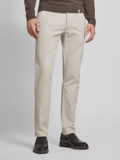 Marc O'Polo Regular Fit Chino aus Baumwoll-Mix in feinem Two-Tone-Zickzack-Muster Modell 'STIG' Beige 4