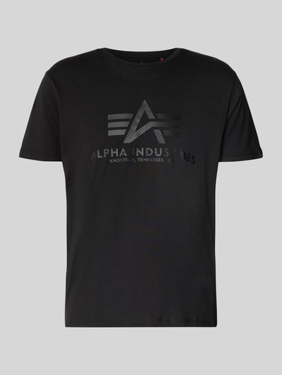 Alpha Industries T-Shirt mit Label-Print und Rundhalsausschnitt Black 2