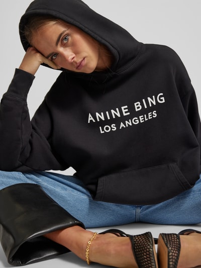 Anine Bing Oversized Hoodie mit Label-Print Black 3