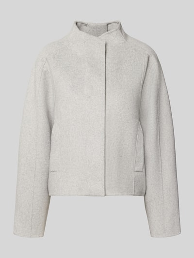 Produktfoto, hellgrauer Loose Fit Blouson aus Woll-Mix Modell 'Hatura' von OPUS, glatte Struktur, klare Linien, Damen Bomberjacke / Blouson.