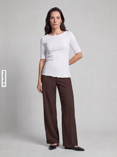 MAC Wide Leg Hose aus Viskose-Mix Modell 'Chiara' Mittelbraun 1