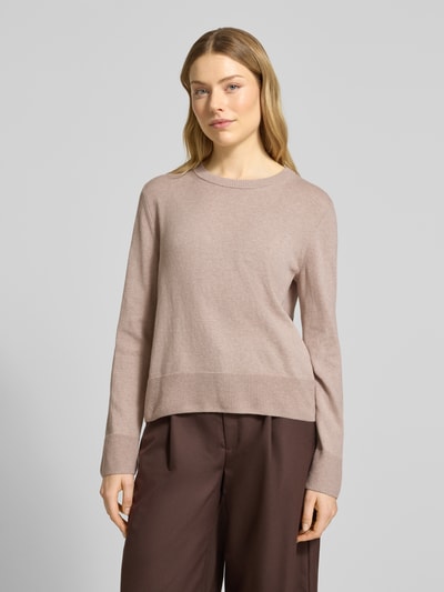 Tom Tailor Regular fit gebreide pullover van een mix van katoen en kasjmier
 Taupe gemêleerd - 4