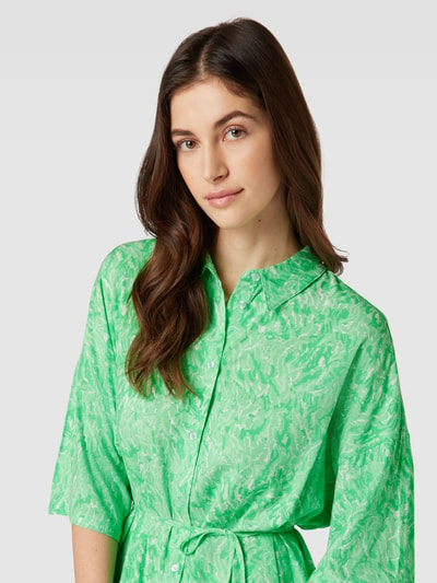 Soft Rebels Midi-jurk met all-over motief, model 'Briella' Neon groen - 3