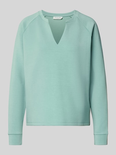 Produktfoto, Relaxed Fit Sweatshirt mit Stretch-Anteil van Christian Berg Woman, lichtblauw, elastische materiaalmix met modal, V-hals, lange mouwen