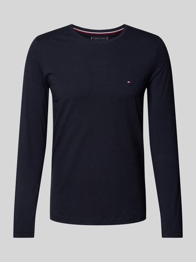 Tommy Hilfiger Regular Fit Longsleeve aus Viskose mit Label-Stitching Marine 2