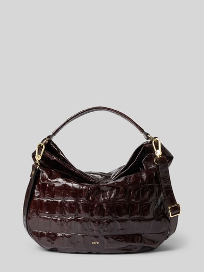 Produktfoto, Crossbody Bag mit Steppnähten Modell 'MIA' van Abro, donkerbruin met krokodillenstructuur, goudkleurige details, Hoofdvak met ritssluiting, Afneembare schouderband, kort draagband, labeldetail, binnenvak met rits, Breedte 40 cm, Lengte 35 cm, Diepte 10 cm, schouderbandlengte 120 cm