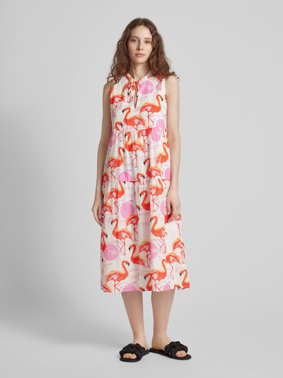 Marc Cain Midi-jurk met all-over motiefprint Felroze - 4