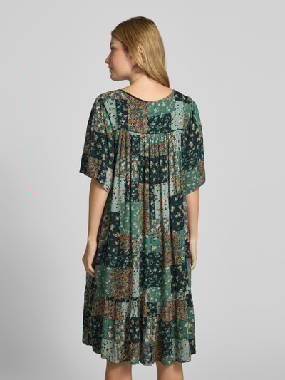 Apricot Knielanges Kleid mit Schlüsselloch-Ausschnitt Dunkelgruen 5