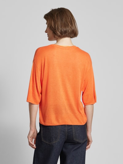 MSCH Copenhagen Strickshirt mit V-Ausschnitt Modell 'Kobra' Orange 5
