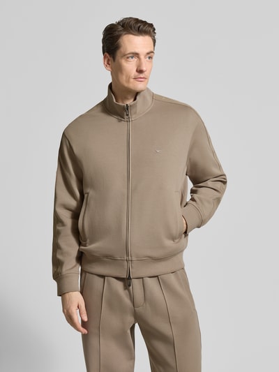 Emporio Armani Sweatjacke mit Stehkragen und Zweiwege-Reißverschluss Taupe 4