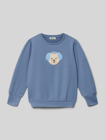 Steiff Regular fit sweatshirt met motiefstitching Rookblauw - 1