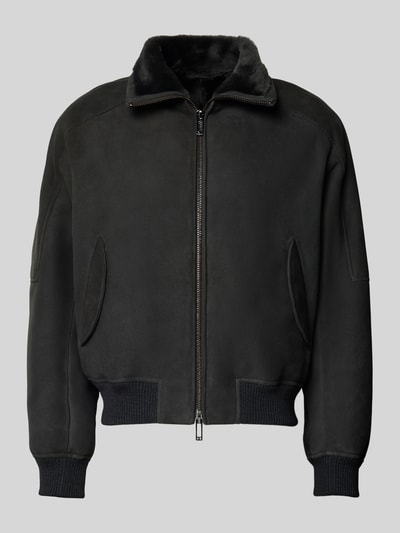 Emporio Armani Lederjacke mit Zweiwege-Reißverschluss Schlamm 2