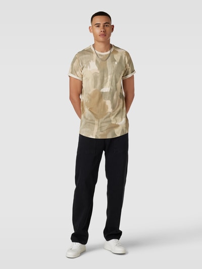 G-Star RAW T-Shirt mit Label-Print Beige 1