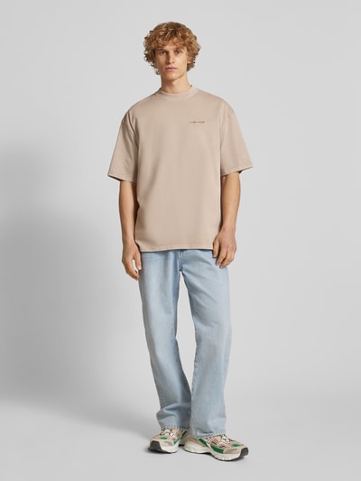 Pegador Oversized T-Shirt mit Label-Stitching Taupe 1