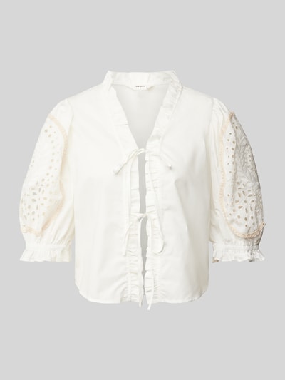 Object Blouse met broderie anglaise, model 'Brodera' Offwhite - 2